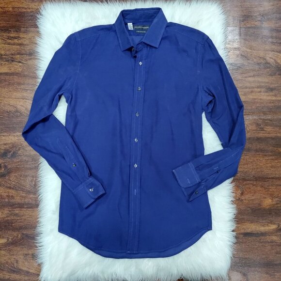 Ralph Lauren Black Label Tailored Fit Blue Corduroy Long Sleeve Shirt Men's 15 ½ - Picture 2 of 14